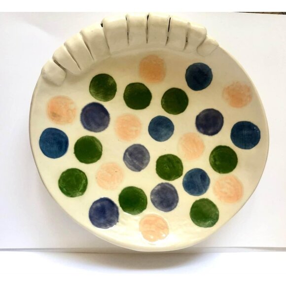 Studio Art Pottery Multi-color Polka Dot Trinket Dish Signed Jana Lenon - Picture 1 of 5
